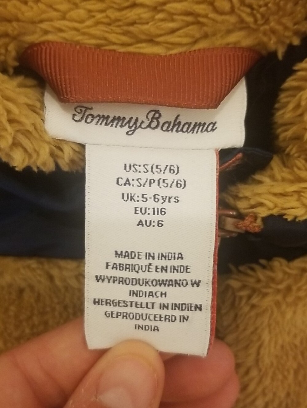 Tommy Bahama Kids Tan Plush Puffer Jacket with Dark Contrast Pocket - Picture 5 of 9